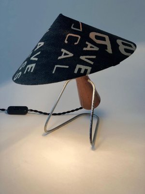 Mid-Century Table Lamp with Shade in Andrew Marten Linen, 1950s-BAF-763376