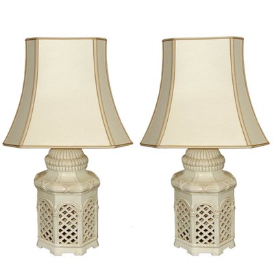 Mid-Century Table Lamps in Ivory Glazed Terracotta, Italy, 1970s, Set of 2-YGE-1353126