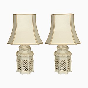 Mid-Century Table Lamps in Ivory Glazed Terracotta, Italy, 1970s, Set of 2-YGE-1353126