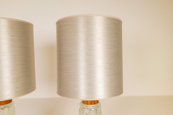 Mid-Century Table Lamps in Teak and Glass from Orrefors, Sweden, Set of 2-UYK-1120404