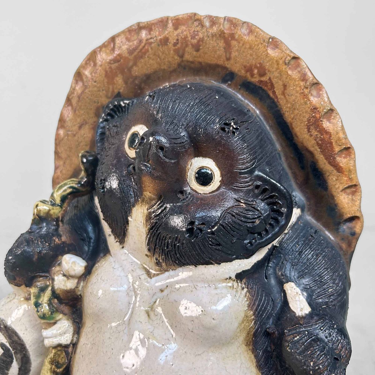 Mid-Century Tanuki Statue in Shigaraki Pottery, Japan, 1980s