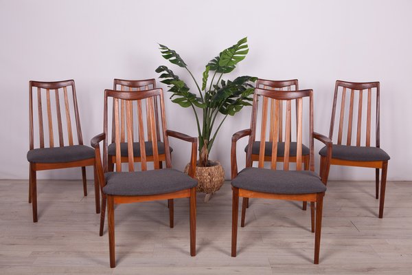 Mid-Century Teak and Fabric Dining Chairs by Leslie Dandy for G-Plan, 1960s, Set of 6-NIT-1152750