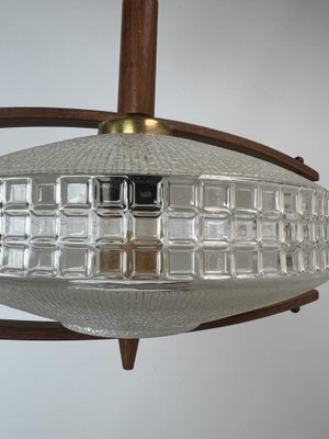 Mid-Century Teak and Glass Hanging Lamp, 1960s-WZZ-1385499