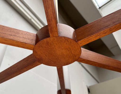 Mid-Century Teak and Glass Pendant Ceiling Lamp, 1960s-UAH-2027775