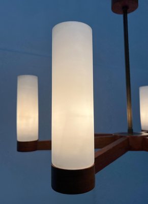 Mid-Century Teak and Glass Pendant Ceiling Lamp, 1960s-UAH-2027775