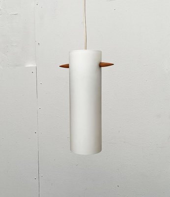 Mid-Century Teak and Glass Pendant Lamp by Uno & Östen Kristiansson for Luxus, Vittsjö, Sweden, 1960s-UAH-1778497