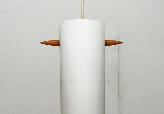 Mid-Century Teak and Glass Pendant Lamp by Uno & Östen Kristiansson for Luxus, Vittsjö, Sweden, 1960s-UAH-1778497