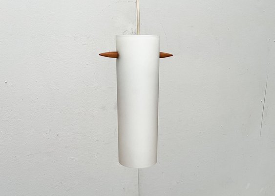 Mid-Century Teak and Glass Pendant Lamp by Uno & Östen Kristiansson for Luxus, Vittsjö, Sweden, 1960s-UAH-1778497