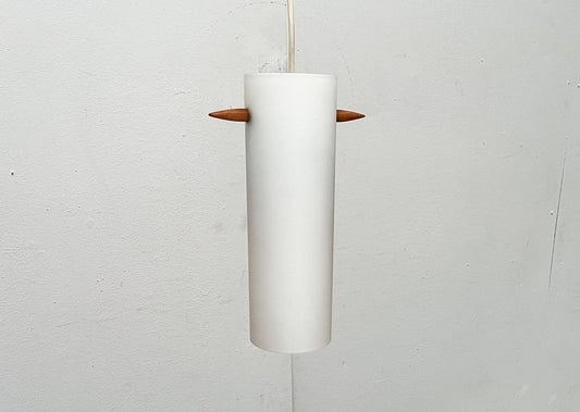 Mid-Century Teak and Glass Pendant Lamp by Uno & Östen Kristiansson for Luxus, Vittsjö, Sweden, 1960s