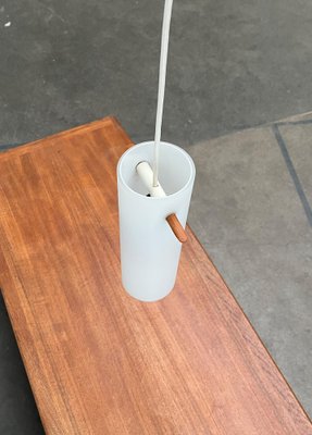 Mid-Century Teak and Glass Pendant Lamp by Uno & Östen Kristiansson for Luxus, Vittsjö, Sweden, 1960s-UAH-1778497