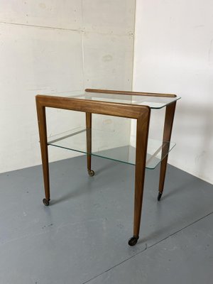 Mid-Century Teak and Glass Trolley Side Table, 1950s-DE-1738689