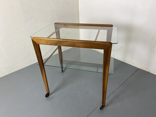 Mid-Century Teak and Glass Trolley Side Table, 1950s-DE-1738689