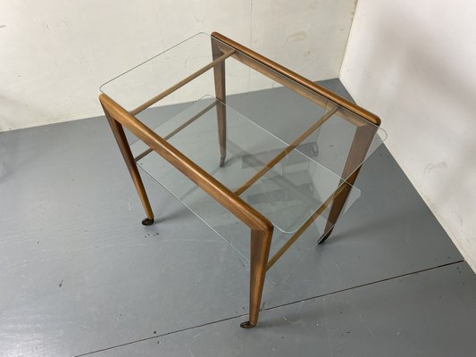 Mid-Century Teak and Glass Trolley Side Table, 1950s-DE-1738689