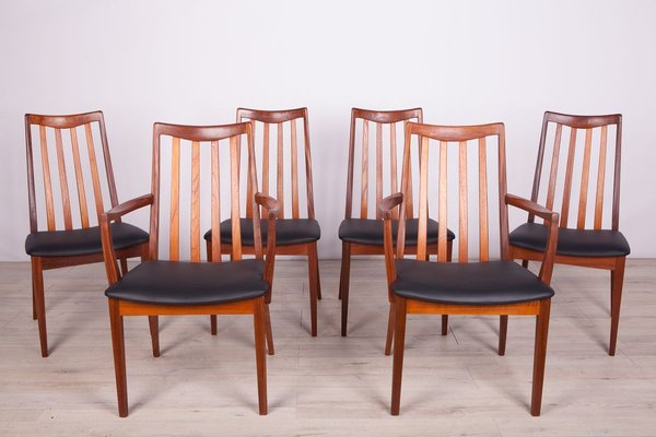 Mid-Century Teak and Leather Dining Chairs by Leslie Dandy for G-Plan, 1960s, Set of 6-NIT-712030