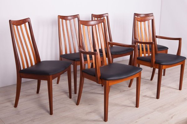 Mid-Century Teak and Leather Dining Chairs by Leslie Dandy for G-Plan, 1960s, Set of 6-NIT-712030