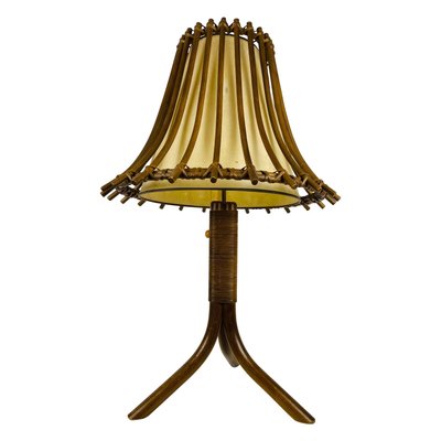 Mid-Century Teak and Rattan Table Lamp, 1970s-PUK-931376