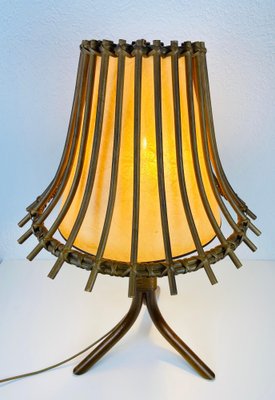 Mid-Century Teak and Rattan Table Lamp, 1970s-PUK-931376