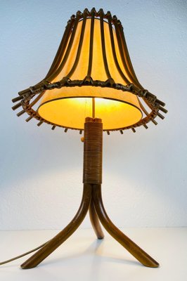 Mid-Century Teak and Rattan Table Lamp, 1970s-PUK-931376