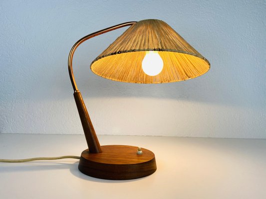 Mid-Century Teak and Rattan Table Lamp from Temde, 1970s-PUK-931379