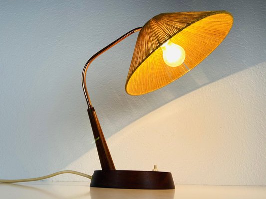 Mid-Century Teak and Rattan Table Lamp from Temde, 1970s-PUK-945125