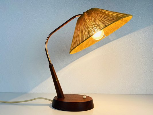 Mid-Century Teak and Rattan Table Lamp from Temde, 1970s-PUK-945125