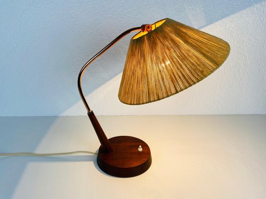 Mid-Century Teak and Rattan Table Lamp from Temde, 1970s-PUK-945125