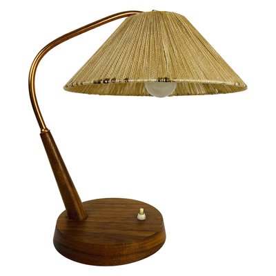 Mid-Century Teak and Rattan Table Lamp from Temde, 1970s-PUK-931379