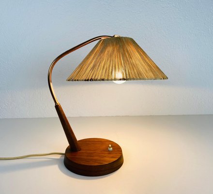 Mid-Century Teak and Rattan Table Lamp from Temde, 1970s-PUK-931379