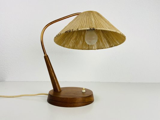 Mid-Century Teak and Rattan Table Lamp from Temde, 1970s-PUK-931379