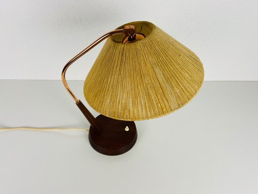 Mid-Century Teak and Rattan Table Lamp from Temde, 1970s-PUK-945125