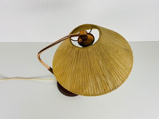 Mid-Century Teak and Rattan Table Lamp from Temde, 1970s-PUK-945125