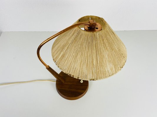 Mid-Century Teak and Rattan Table Lamp from Temde, 1970s-PUK-931379