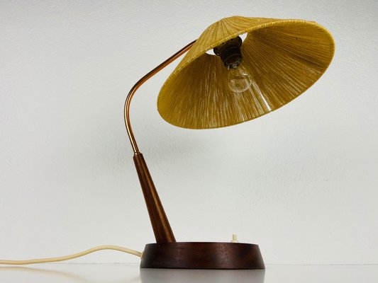 Mid-Century Teak and Rattan Table Lamp from Temde, 1970s-PUK-945125