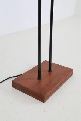 Mid-Century Teak and Steel Floor Lamp with Wild Grass Lampshades, 1960s-NIX-1802433