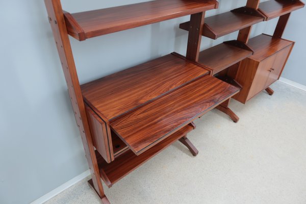 Mid-Century Teak Bookcase with Folding Desk, 1950s-ZQ-2020292