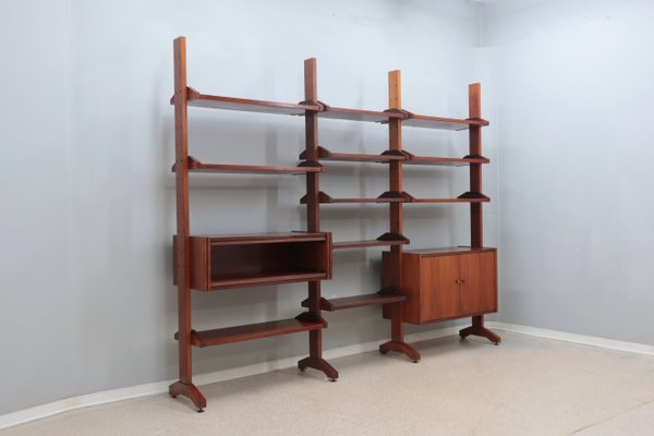 Mid-Century Teak Bookcase with Folding Desk, 1950s-ZQ-2020292