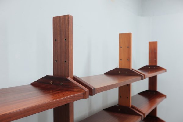 Mid-Century Teak Bookcase with Folding Desk, 1950s-ZQ-2020292