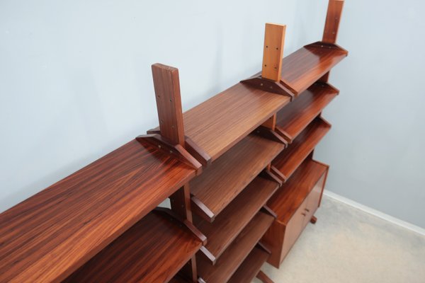 Mid-Century Teak Bookcase with Folding Desk, 1950s-ZQ-2020292