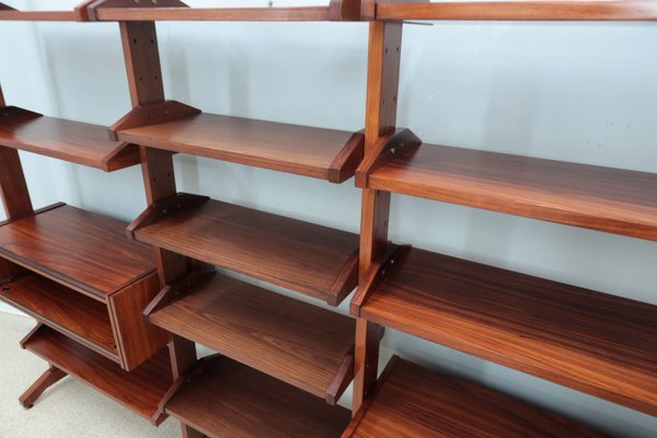 Mid-Century Teak Bookcase with Folding Desk, 1950s-ZQ-2020292