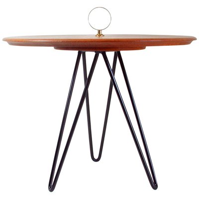 Mid-Century Teak, Brass & Cast Iron Tripod Side Table from Digsmed, Denmark-OE-897817