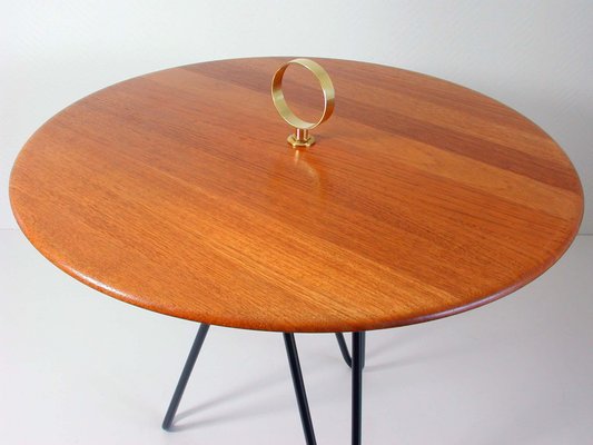 Mid-Century Teak, Brass & Cast Iron Tripod Side Table from Digsmed, Denmark-OE-897817