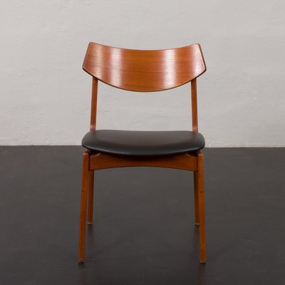 Mid-Century Teak Chairs with Black Aniline Leather Seats by Funder-Schmidt & Madsen, Denmark, 1960s, Set of 4-UE-1764423