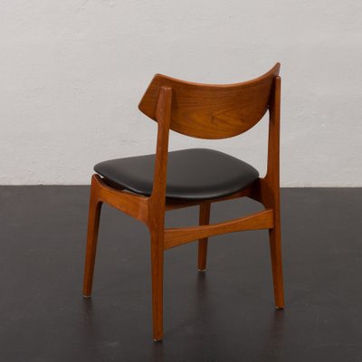 Mid-Century Teak Chairs with Black Aniline Leather Seats by Funder-Schmidt & Madsen, Denmark, 1960s, Set of 4-UE-1764423