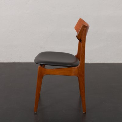 Mid-Century Teak Chairs with Black Aniline Leather Seats by Funder-Schmidt & Madsen, Denmark, 1960s, Set of 4-UE-1764423