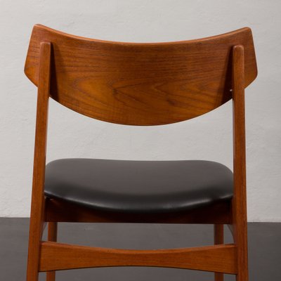 Mid-Century Teak Chairs with Black Aniline Leather Seats by Funder-Schmidt & Madsen, Denmark, 1960s, Set of 4-UE-1764423