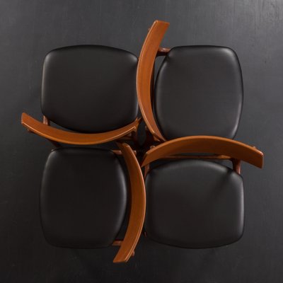 Mid-Century Teak Chairs with Black Aniline Leather Seats by Funder-Schmidt & Madsen, Denmark, 1960s, Set of 4-UE-1764423