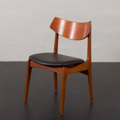 Mid-Century Teak Chairs with Black Aniline Leather Seats by Funder-Schmidt & Madsen, Denmark, 1960s, Set of 4-UE-1764423