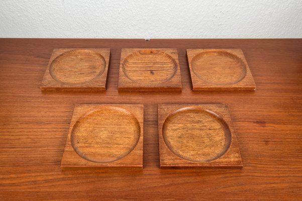 Mid-Century Teak Coasters, 1960s, Set of 5-UAH-2036098