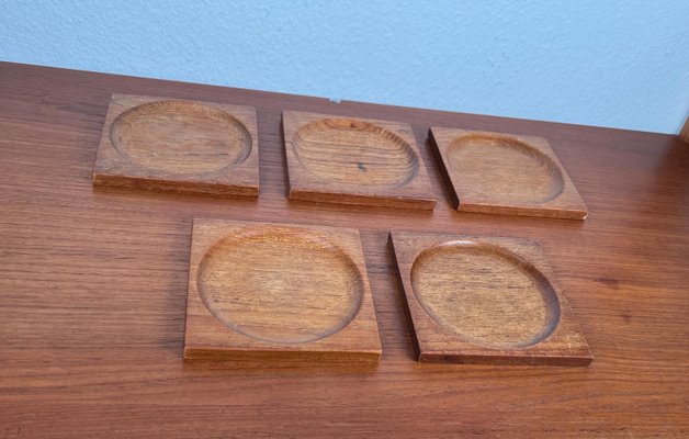 Mid-Century Teak Coasters, 1960s, Set of 5-UAH-2036098