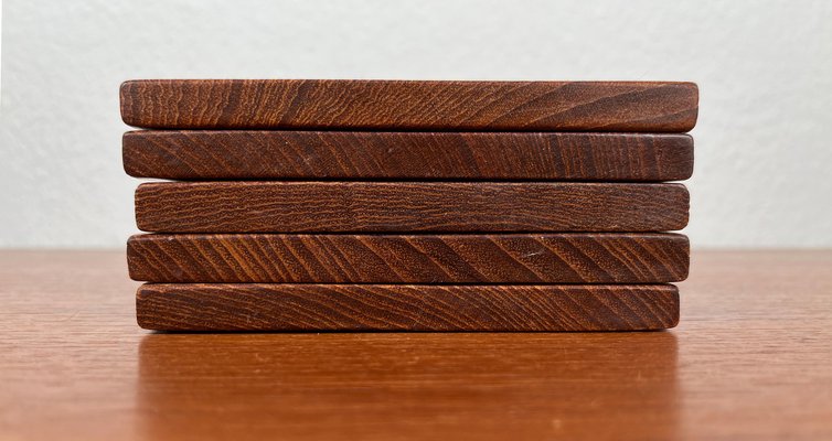 Mid-Century Teak Coasters, 1960s, Set of 5-UAH-2036098